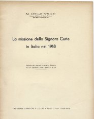 La missione della signora Curie in Italia nel 1918